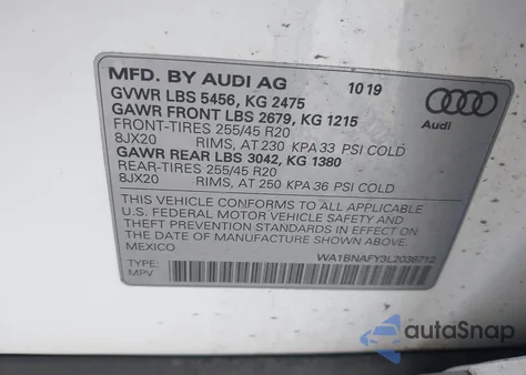 2020 Audi Q5 Premium Plus 45 Tfsi Quattro S Tronic from USA, damaged, VIN WA1BNAFY3L2038712
